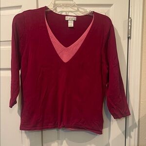 Worthington 3/4 sleeve, two tone sweater